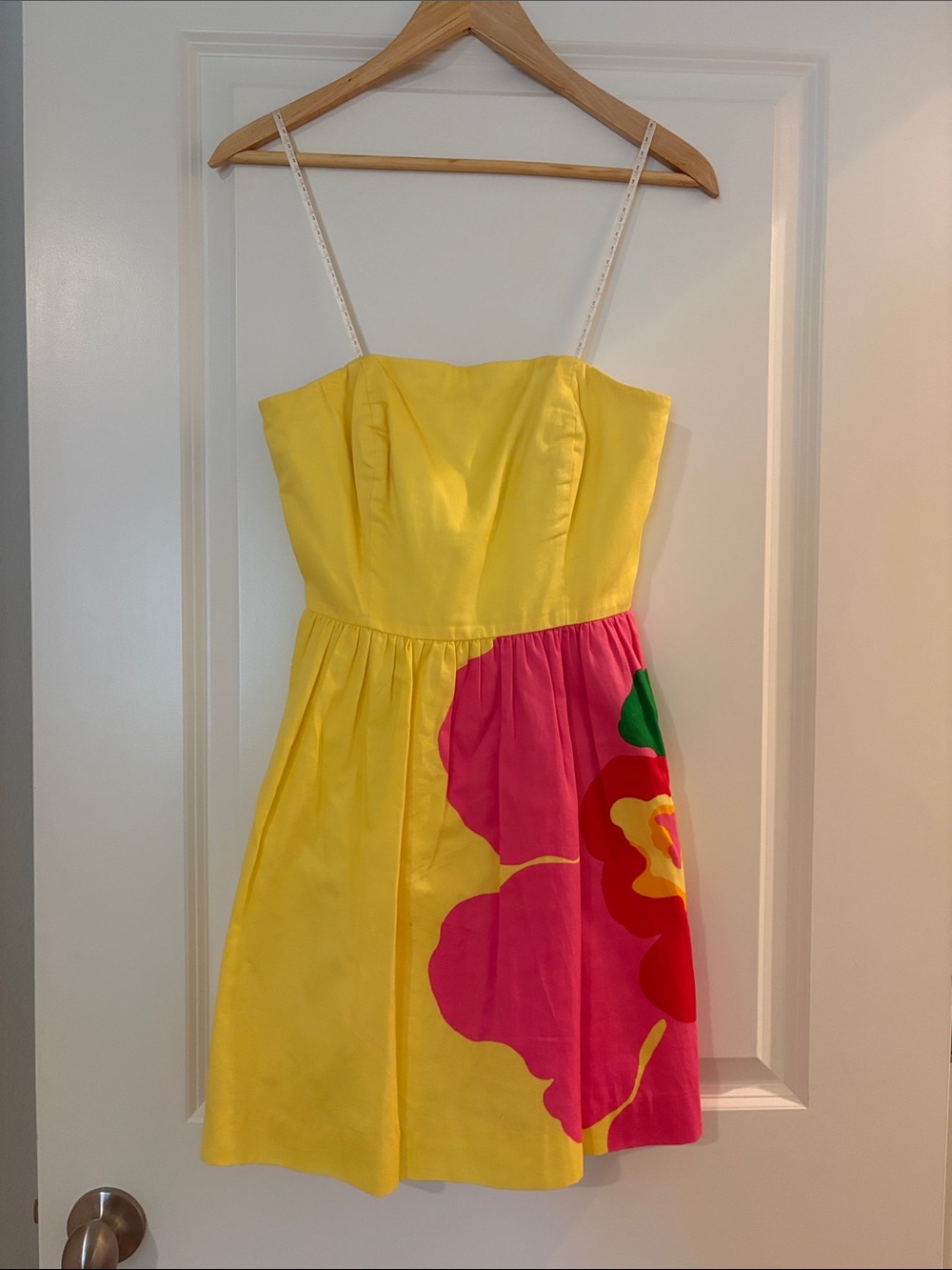 Lilly Pulitzer Yellow Dress with Pink Floral Panel